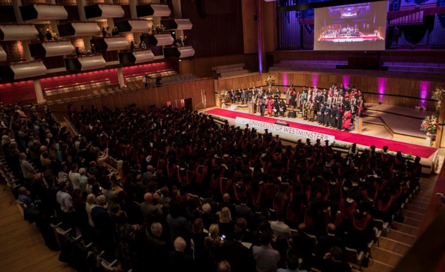 University of Westminster, UK, annual graduation ceremony at the prestigious Royal Festival Hall in London.
